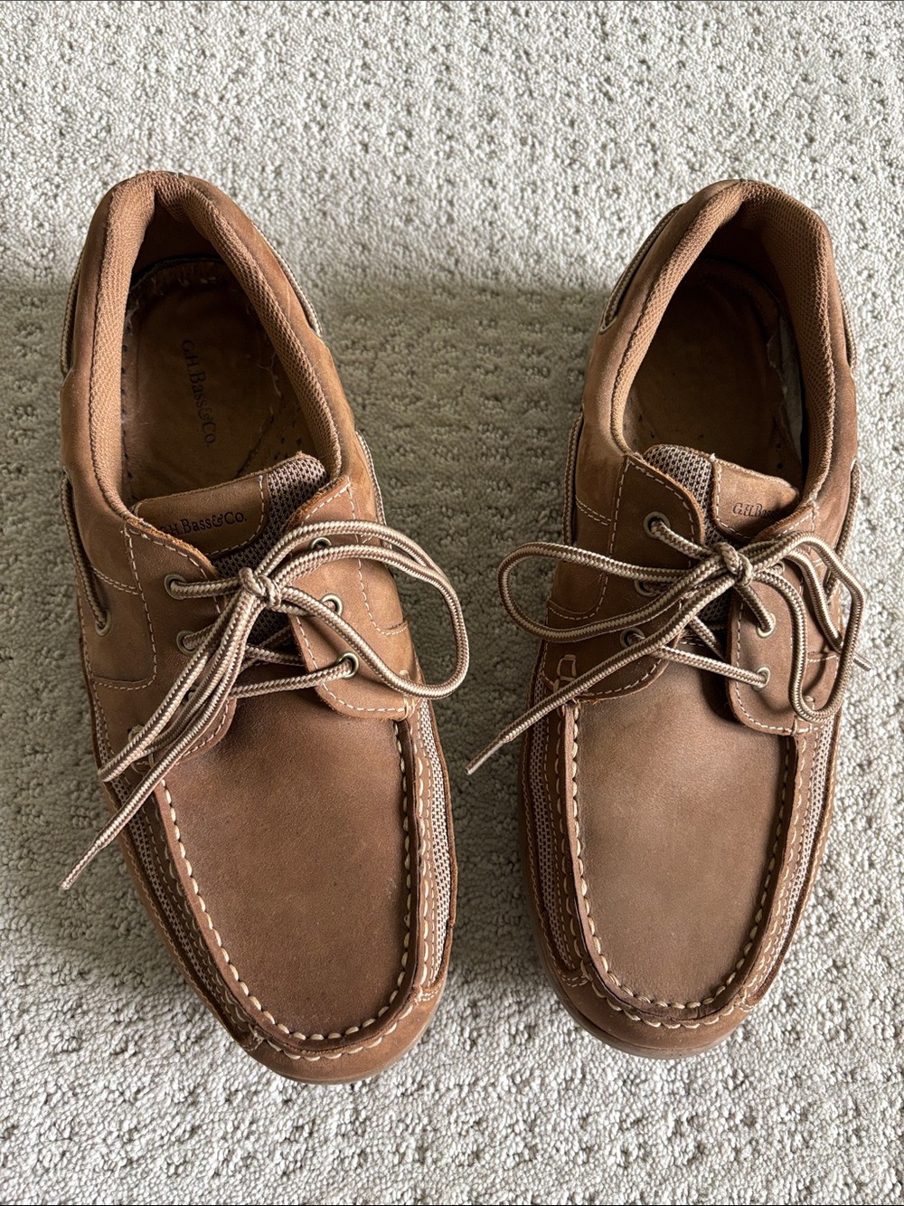 G.H. Bass & Co. Tan Brown Leather Men’s Boat Shoes Size 12